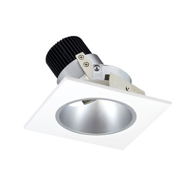 4" Iolite LED Square Adjustable Reflector with Round Aperture, 10-Degree Optic, 800lm / 12W, 3500K, Haze Reflector / Matte Powder White Flange