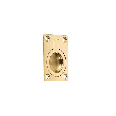1 1/4-inch (31 mm) and 1 5/8-inch (41 mm) Traditional Rectangular Recessed Cabinet Ring Pull in Brass