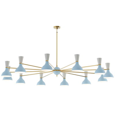 Clare Chandelier Modern Brass Chandelier With Baby Blue And Lily Painted Shades