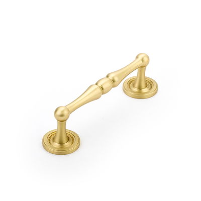 4" Center to Center Atherton Cabinet Pull in Satin Brass Finish