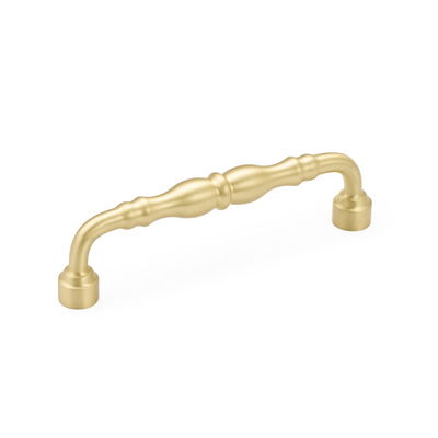 6" Center to Center Colonial Cabinet Pull in Satin Brass Finish