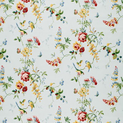 Sky Chickadee Floral Fabric