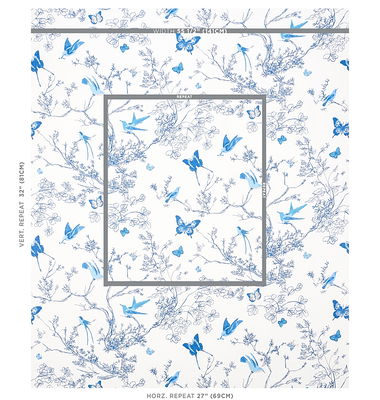 Porcelain Birds & Butterflies Fabric