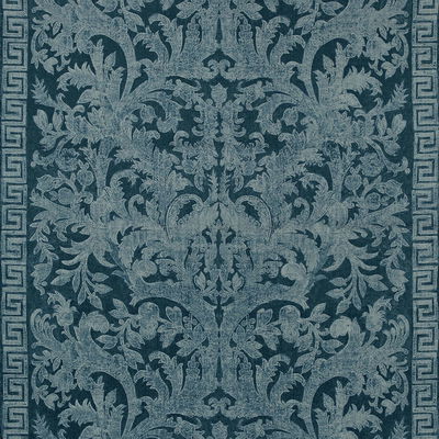 Indigo Carlotta Velvet Damask Fabric