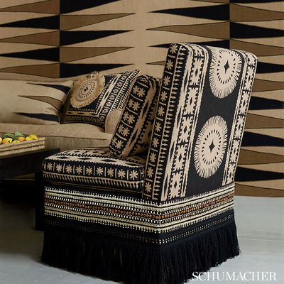 Lava Black Bora Bora Print Embellished Fabric