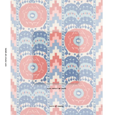 Chambray & Coral Samarkand Ikat Ii Fabric