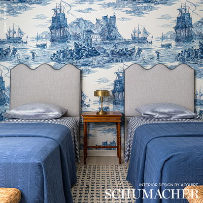 Indigo Marine Toile Fabric