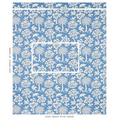 Blue Woodland Silhouette Fabric