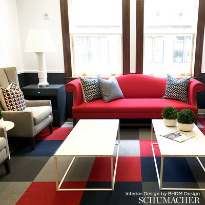 Navy & Red Pennant Ii Indoor/Outdoor Fabric