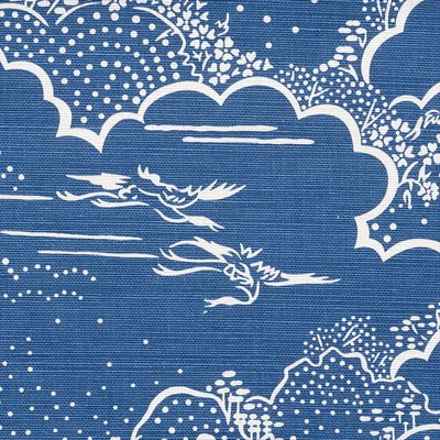 Blue Kumo Village Fabric
