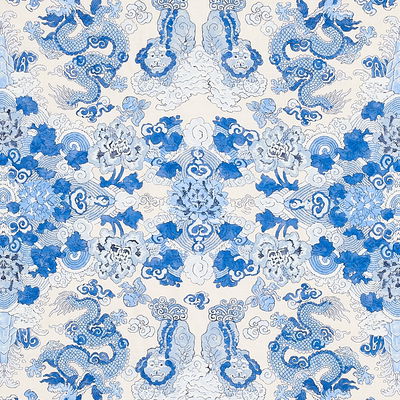Porcelain Magic Mountain Dragon Fabric