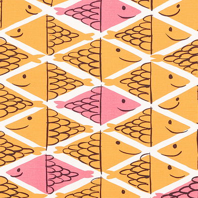 Orange & Pink Fish School Fabric