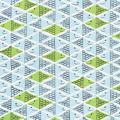 Aqua & Leaf Fish School Fabric
