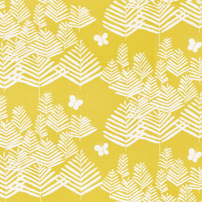 Yellow Fern Silhouette Fabric