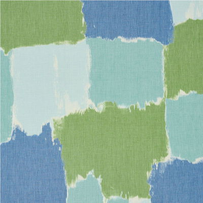 Aqua Colorblock Ikat Fabric