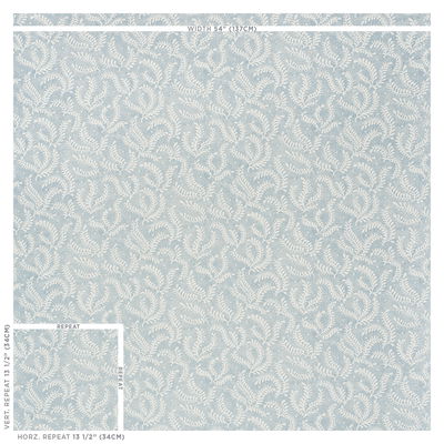 Blue Etched Fern Fabric