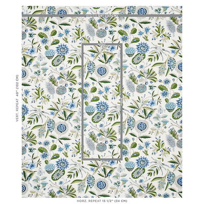 Blue & Ivory Roca Redonda Fabric