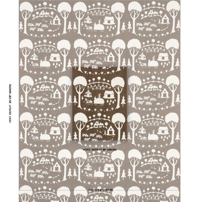 Brown Farm Scene Fabric