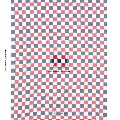Red/Navy Chequer Hand Block Print Fabric