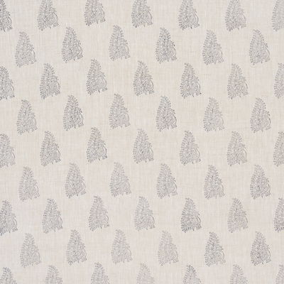 Navy & Flax Peacock Linen Hand Blocked Print Fabric