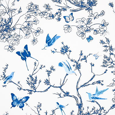 Porcelain Birds & Butterflies Wallpaper
