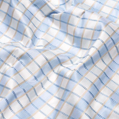 Sky Ingrid Silk Check Fabric
