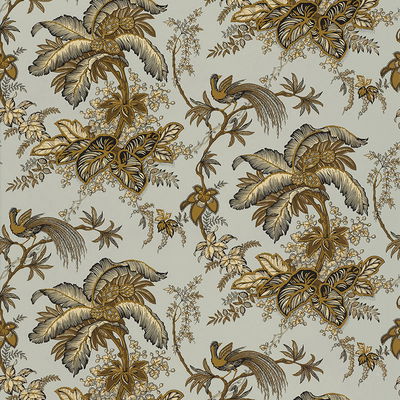 Aqua & Tan Coconut Grove Wallpaper