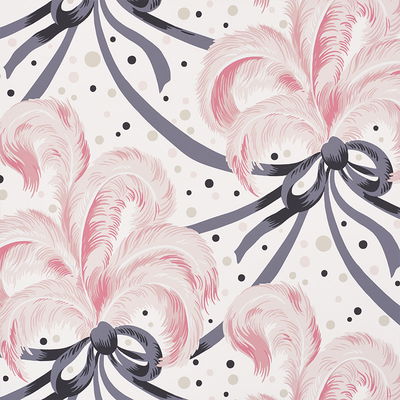 Blush Plumes Et Rubans Wallpaper