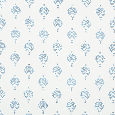 Blue Dahlia Hand Blocked Print Wallpaper