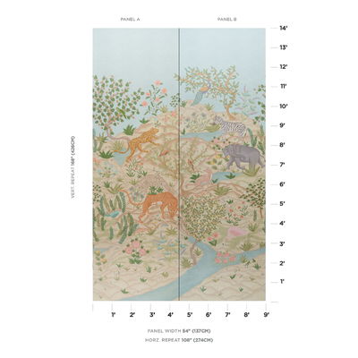 Parchment Finches Jungle Panel Set Mural