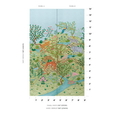 Verdant Finches Jungle Panel Set Mural
