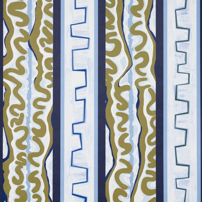Deep Blue & Olive Night At The Opera Wallpaper