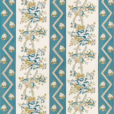 Teal Sylvain Floral Stripe Wallpaper