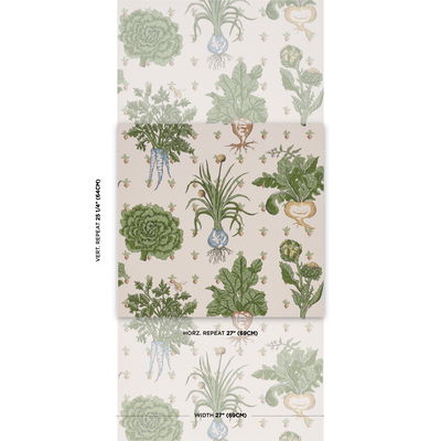 Parchment Green Grocer Wallpaper