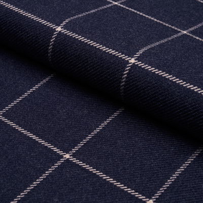 Navy Bancroft Wool Plaid Fabric