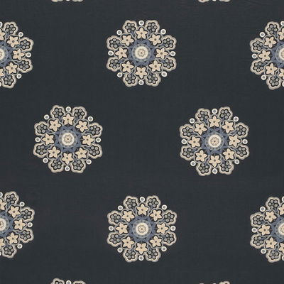 Midnight Chennai Linen Embroidery Fabric