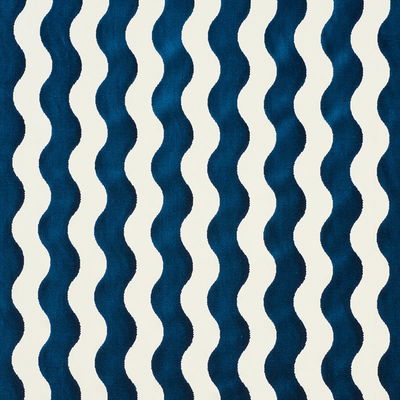Navy The Wave Velvet Fabric