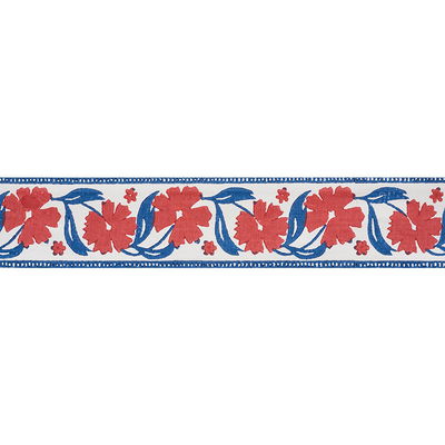 Red & Blue Adra Hand Blocked Tape Trim