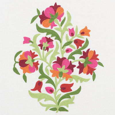 Garnet Antalya Medallion Embroidery Fabric