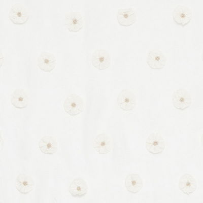 Ivory Button Flower Sheer Fabric