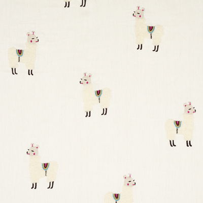 Multi Llama Embroidery Fabric