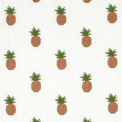 Apricot On Ivory Pineapple Embroidery Fabric