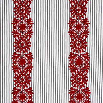 Red On Black Joelle Stripe Fabric