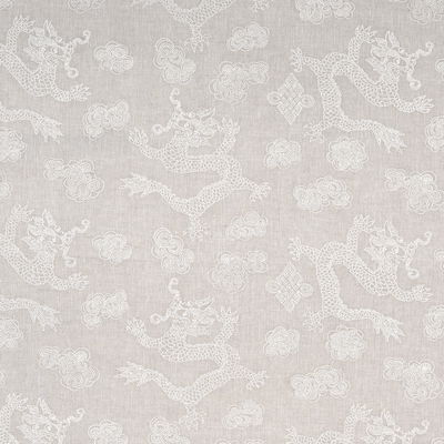 Ivory On Natural Dragon Embroidery Fabric