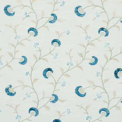 Mineral & Teal Iyla Embroidery Fabric