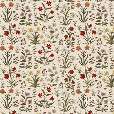 Original Mogul Flowers Linen Fabric