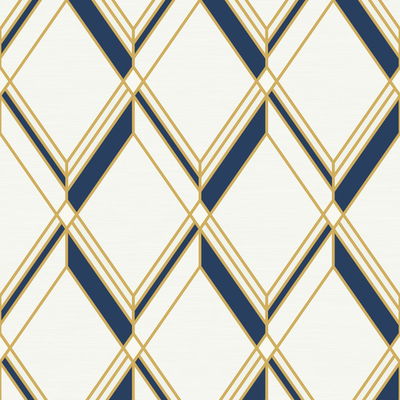 Collins & Company Brooklyn Diamond Metallic Gold & Navy Wallpaper
