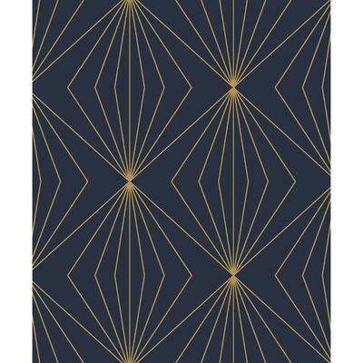Etten Studios Diamond Vector Navy Blue & Metallic Gold Wallpaper