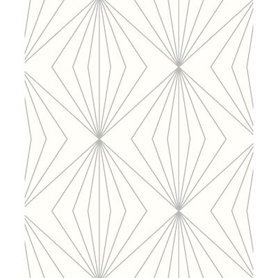 Etten Studios Diamond Vector Metallic Silver & Eggshell Wallpaper