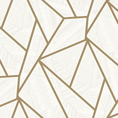 Etten Studios Metro Vector Metallic Gold & Morning Fog Wallpaper
